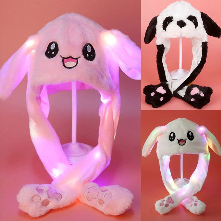 Plush Hat with Movable Ears and LED Light